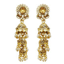 Kriaa Brown Stone Gold Plated Jhumki Earrings - 1310532A