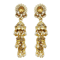 Kriaa Brown Stone Gold Plated Jhumki Earrings - 1310532A