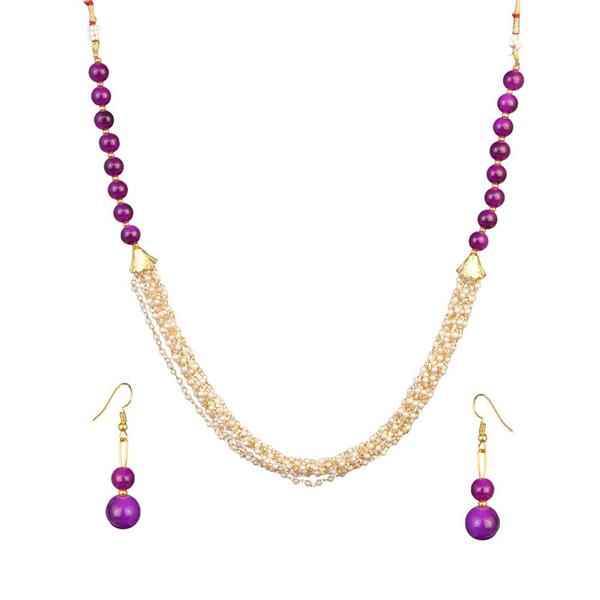 Kriaa Purple Beads Gold Plated Necklace Set - 2800320D