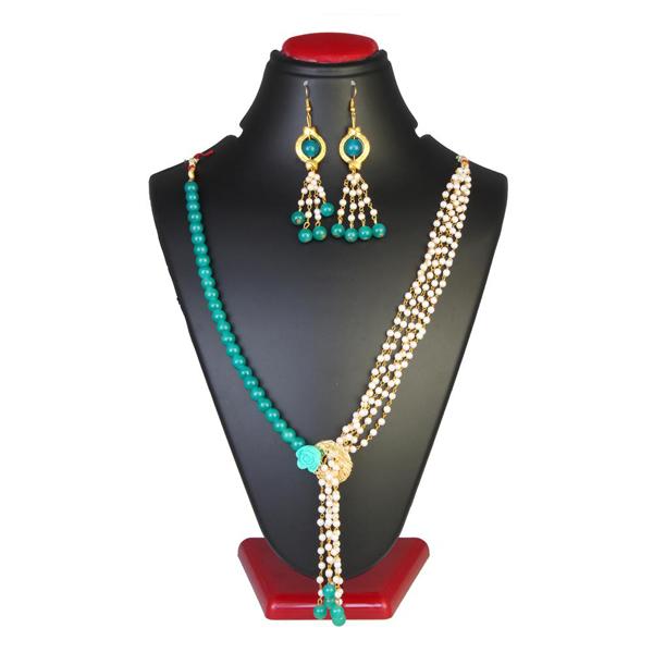 Kriaa Green Beads Gold Plated Necklace Set - 2800321M