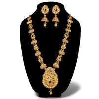 Kriaa Brown Austrian Stone Gold Plated Haram Necklace Set - 1110205A