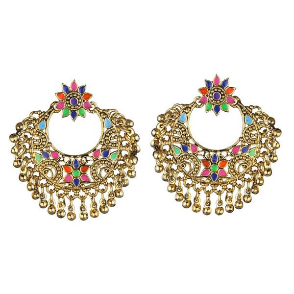 Kriaa Multicolor Meenakari Gold Plated Afghani Earrings - 1311903A