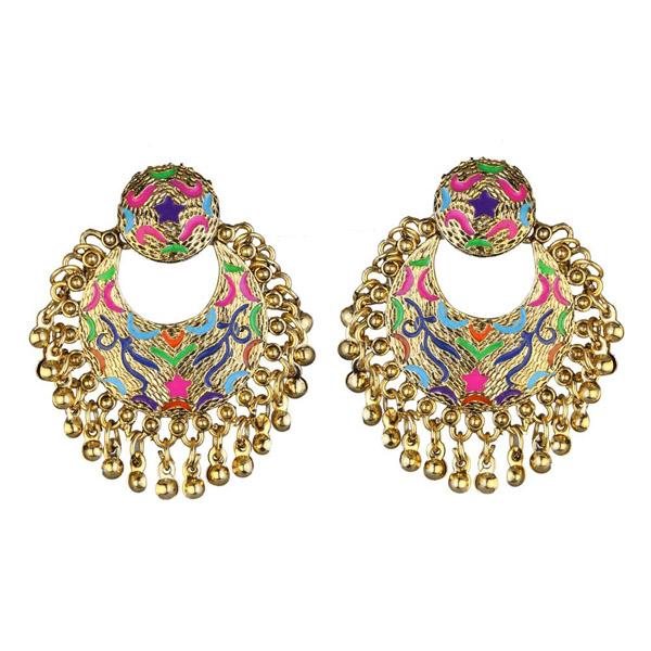 Kriaa Gold Plated Multicolor Meenakari Afghani Earrings - 1311904A