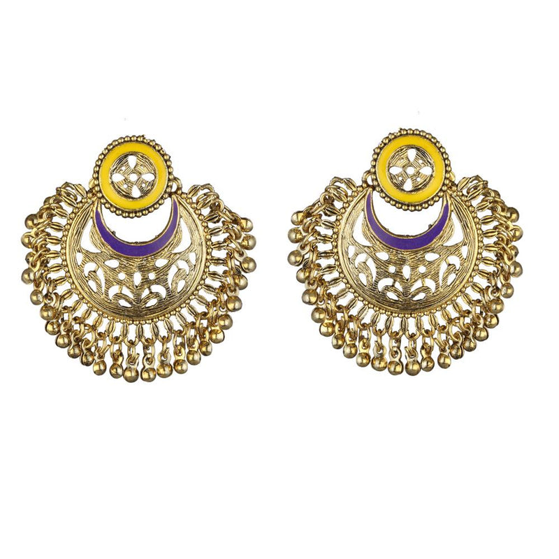 Kriaa Meenakari Rhodium Plated Afghani Earrings - 1311905A