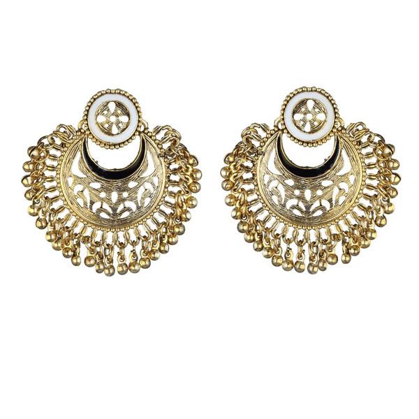 Kriaa Black Meenakari Gold Plated Afghani Earrings - 1311905B