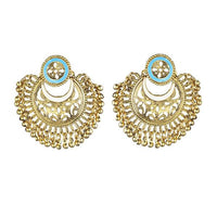 Kriaa Blue Meenakari Gold Plated Afghani Earrings - 1311905D