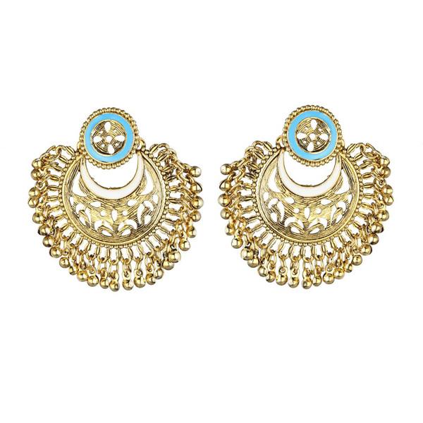 Kriaa Blue Meenakari Gold Plated Afghani Earrings - 1311905D
