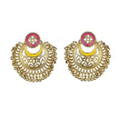 Kriaa Gold Plated Yellow Meenakari Afghani Earrings - 1311905G