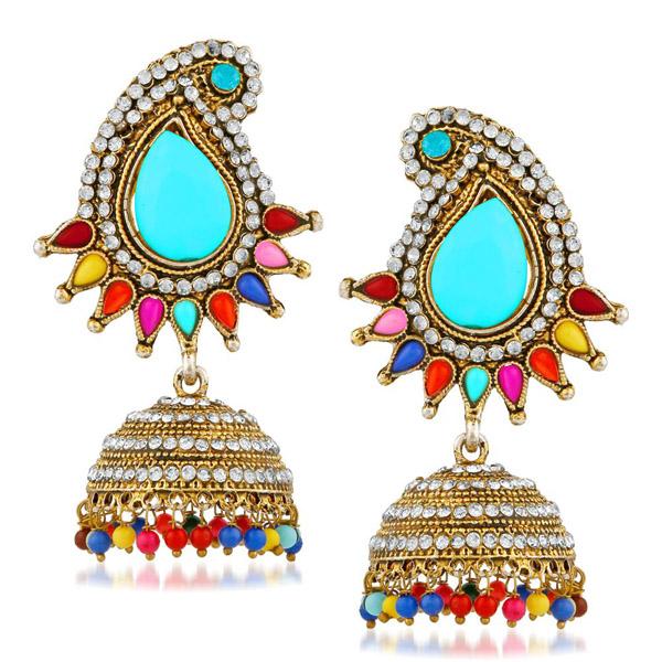 Kriaa Multi Pota And Austrian Stone Jhumki Earrings - 1311507A