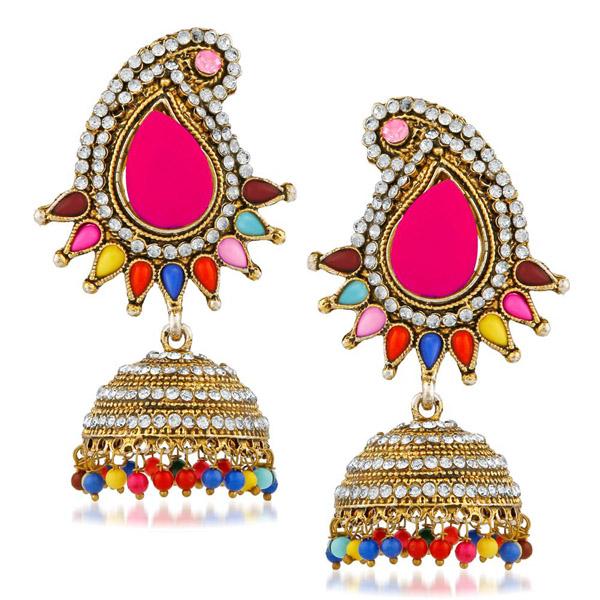 Kriaa Multi Pota And Austrian Stone Jhumki Earrings - 1311507C