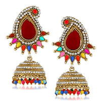 Kriaa Multi Pota And Austrian Stone Jhumki Earrings - 1311507E