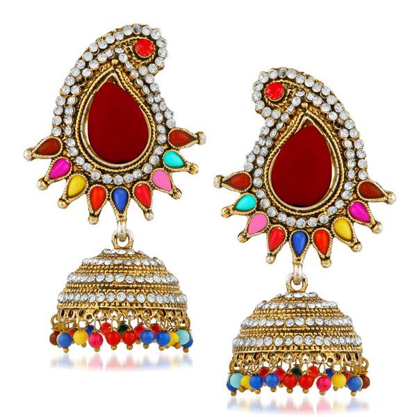 Kriaa Multi Pota And Austrian Stone Jhumki Earrings - 1311507E