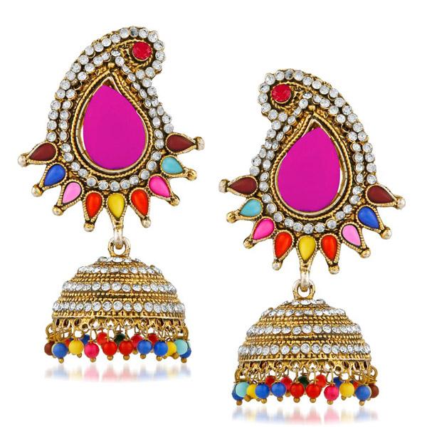 Kriaa Multi Pota And Austrian Stone Jhumki Earrings - 1311507F