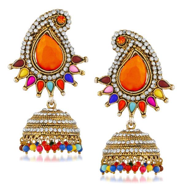 Kriaa Multi Pota And Austrian Stone Jhumki Earrings - 1311507G