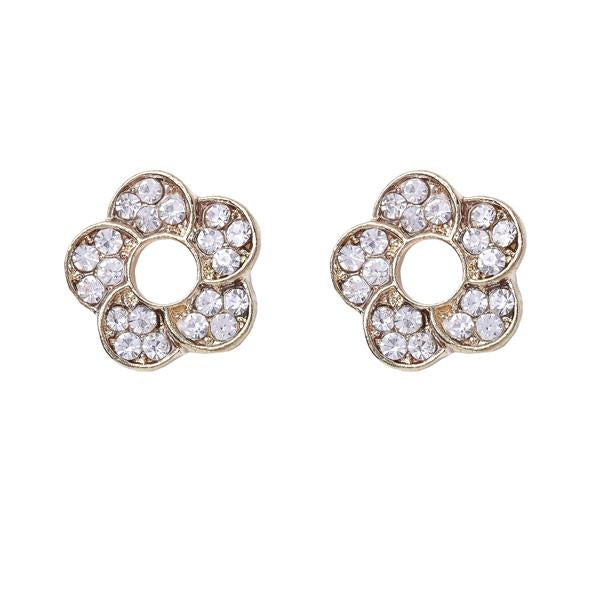 Kriaa Gold Plated Floral Shape Austrian Assorted Stone Stud Earrings - 1310706A