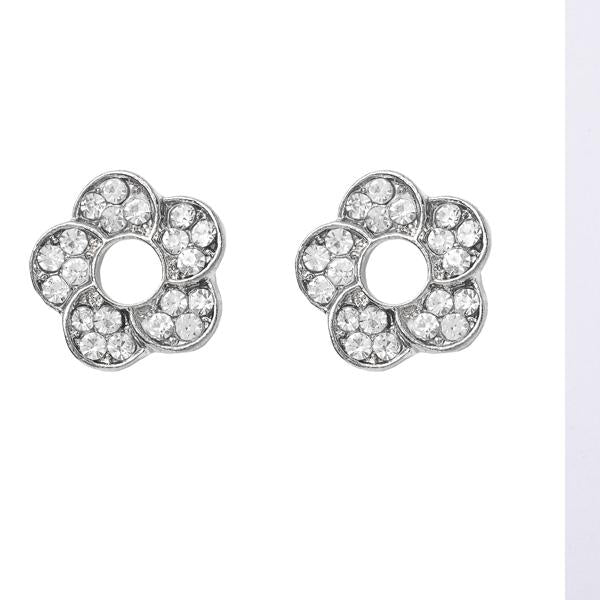 Kriaa Silver Plated Floral Shape Austrian Stone Assorted Stud Earrings - 1310706B