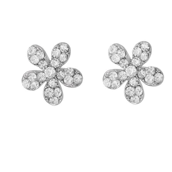 Kriaa Austrian Stone Floral Shape Silver Plated Assorted Stud Earrings - 1310707B