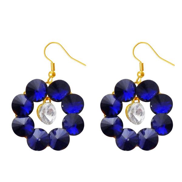 Kriaa Gold Plated Blue Resin Stone Dangler Earrings - 1311412G