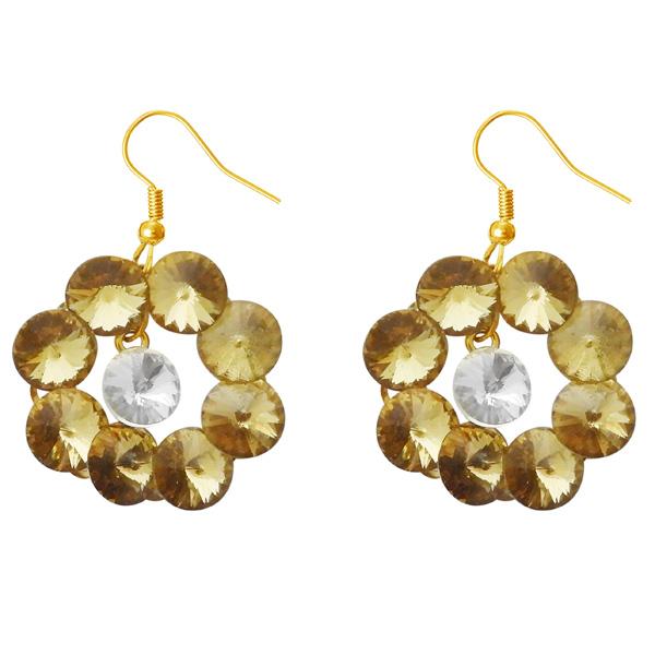 Kriaa Brown Resin Stone Gold Plated Dangler Earrings - 1311412H