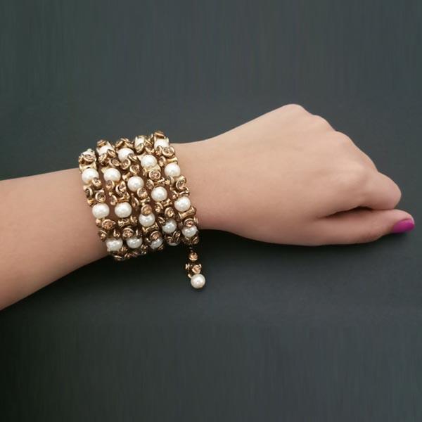 Kriaa Austrian Stone Pearl Gold Plated Bracelet - 1401417