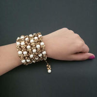 Kriaa Gold Plated Austrian Stone Pearl Bracelet - 1401418