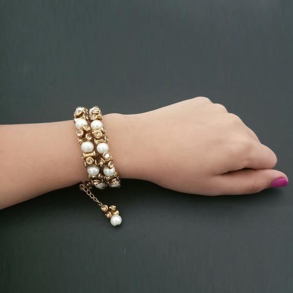 Kriaa Austrian Stone Pearl Gold Plated Bracelet