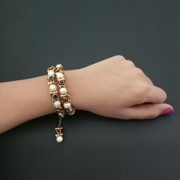 Kriaa Gold Plated Austrian Stone Pearl Bracelet