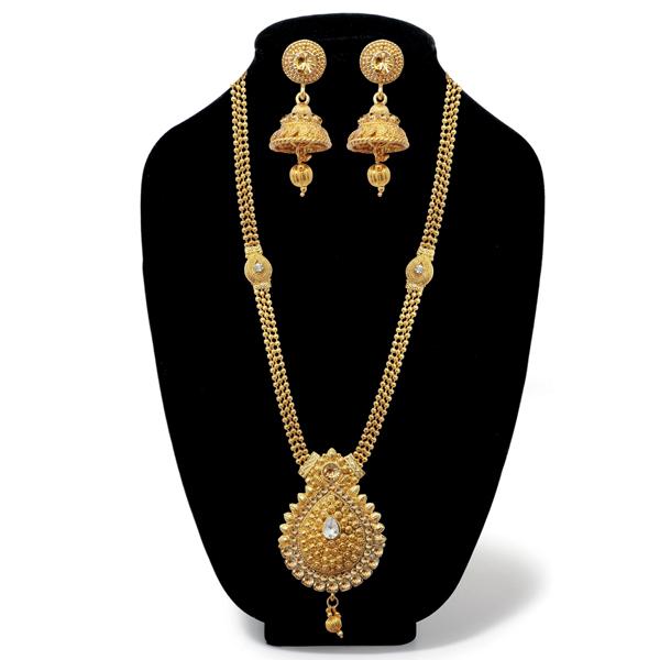 Kriaa Gold Plated Austrian Stone Long Haram Necklace Set - 1107906B