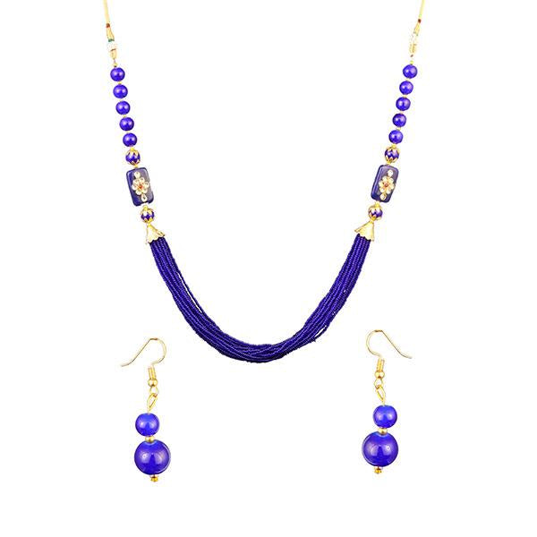 Kriaa Gold Plated Blue Beads Necklace Set - 2800319H