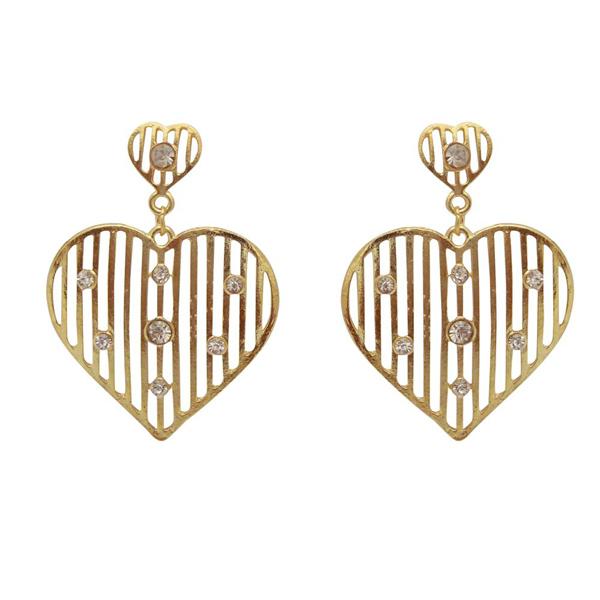 Kriaa Austrian Stone Gold Plated Heart Shape Dangler Earrings - 1301133