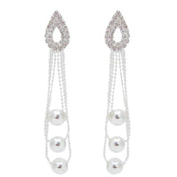 The99Jewel Austrian Stone Rhodium Plated Dangler Earrings - 1301150