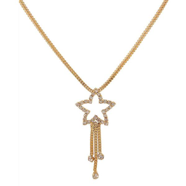 Urthn Austrian Stone Star Shaped Gold Plated Chain Necklaces - 1102419