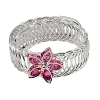 Urthn Pink Austrian Stone Silver Plated floral Adjustable kada - 1402106A