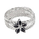 Urthn Black Austrian Stone Silver Plated floral Adjustable kada - 1402106B