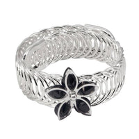 Urthn Black Austrian Stone Silver Plated floral Adjustable kada - 1402106B