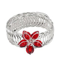 Urthn Red Austrian Stone Silver Plated floral Adjustable kada - 1402106C
