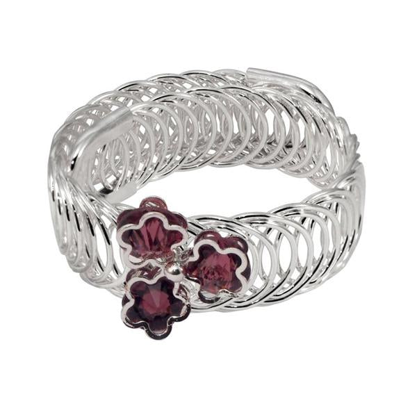 Urthn Silver Plated Austrian Stone floral Adjustable kada - 1402107C