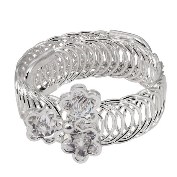 Urthn Silver Plated Austrian Stone floral Adjustable kada - 1402107D