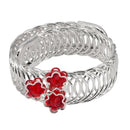 Urthn Silver Plated Red Austrian Stone floral Adjustable kada - 1402107E