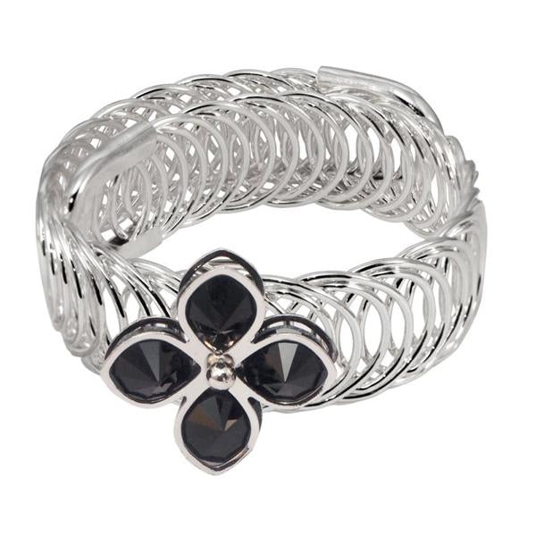 Urthn Black Austrian Stone Silver Plated Adjustable kada - 1402108C