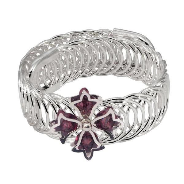 Urthn Silver Plated Purple Austrian Stone Adjustable kada - 1402109A