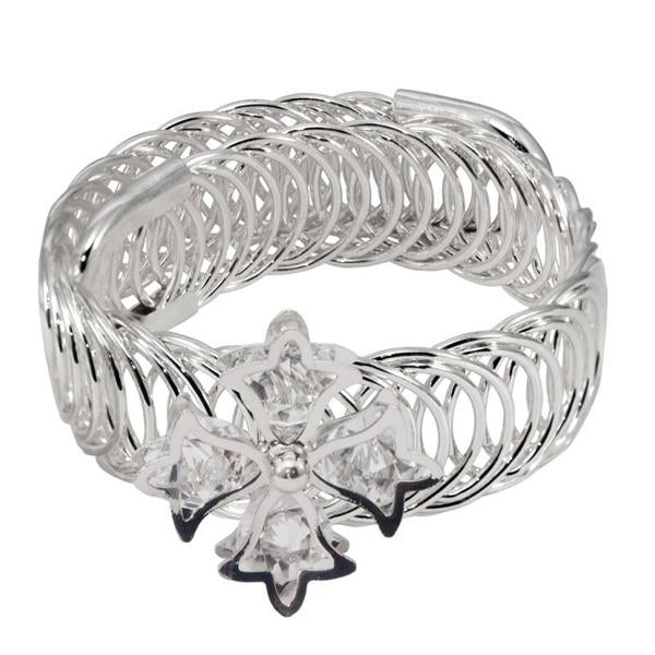 Urthn Silver Plated White Austrian Stone Adjustable kada - 1402109B