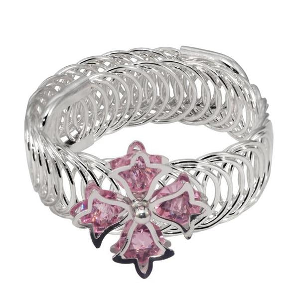 Urthn Silver Plated Pink Austrian Stone Adjustable kada - 1402109D