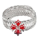Urthn Silver Plated Red Austrian Stone Adjustable kada - 1402109E