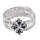 Urthn Silver Plated Black Austrian Stone Adjustable kada - 1402109F