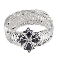 Urthn Silver Plated Black Austrian Stone Adjustable kada - 1402109F