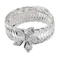 Urthn White Austrian Stone Silver Plated floral Adjustable kada - 1402110B