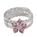 Urthn Pink Austrian Stone Silver Plated floral Adjustable kada - 1402110D