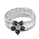 Urthn Black Austrian Stone Silver Plated floral Adjustable kada - 1402110E