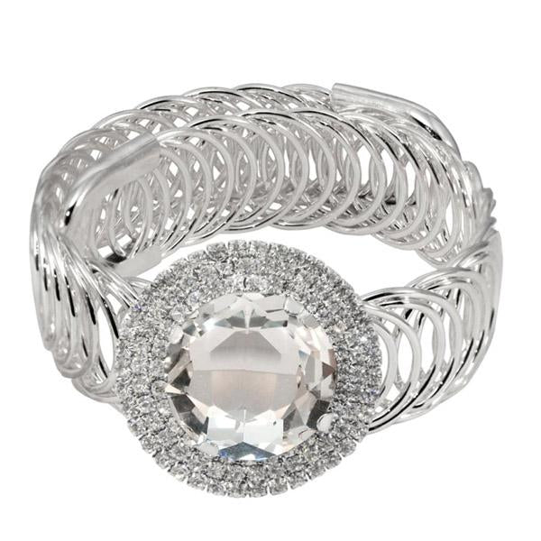 Urthn White Austrian Stone Round Shape Adjustable kada - 1402112A